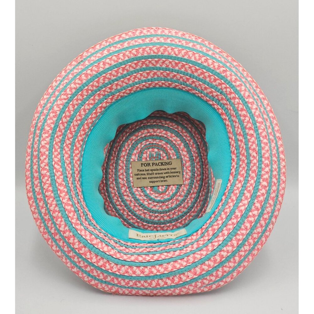 Eric Javits Women's Pink Teal Striped UPF 50+ Packable Squishee Bucket Hat 2701 - Picture 14 of 16